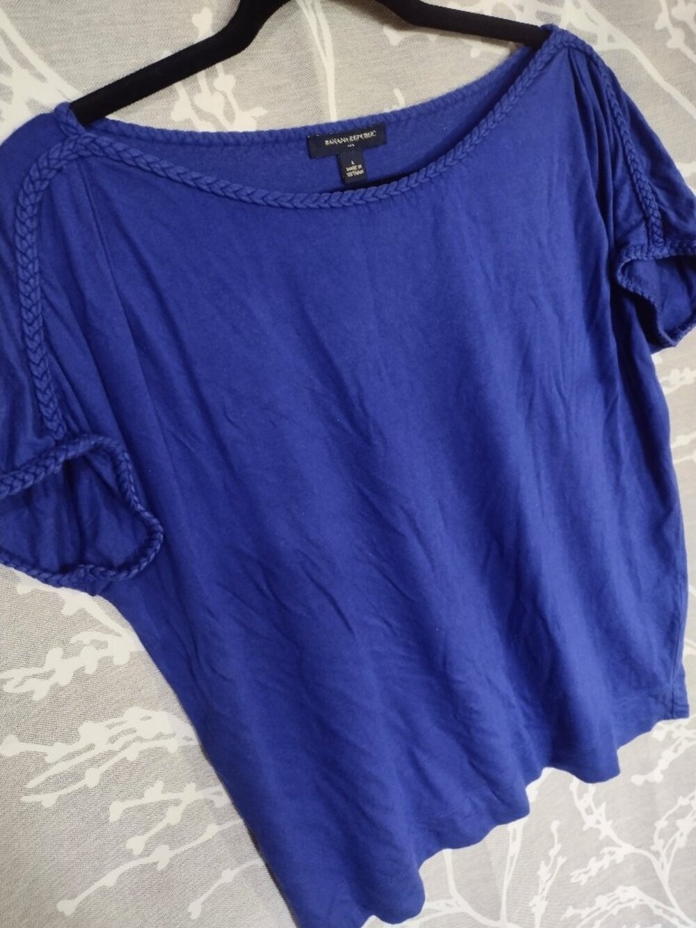 Banana Republic Cobalt Boat Neck Tee with Braid Detail
